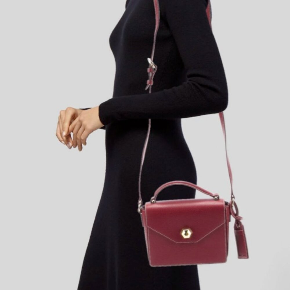 Frances Valentine Mini Midge Flap Red Boarskin Leather Cross Body L/N Condition - Picture 2 of 7